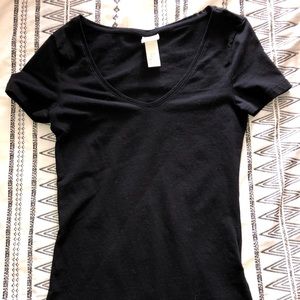 Black V-neck t-shirt